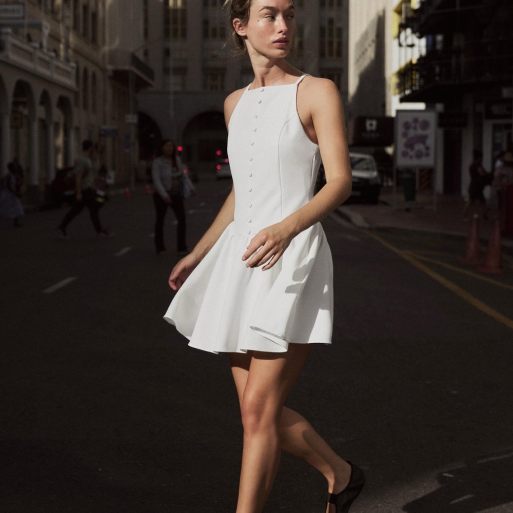 Zara White Halter Mini Dress